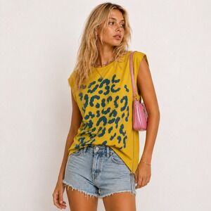 Marc Jacobs Leopard Print Muscle Tee Side Zip XS/S